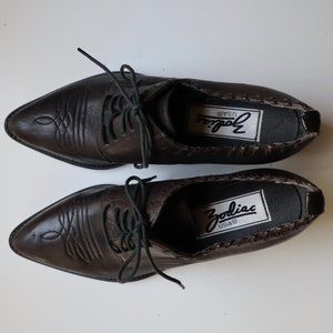 ZODIAC vintage western booties 5.5 espresso leather pointy toe 1990s deadstock